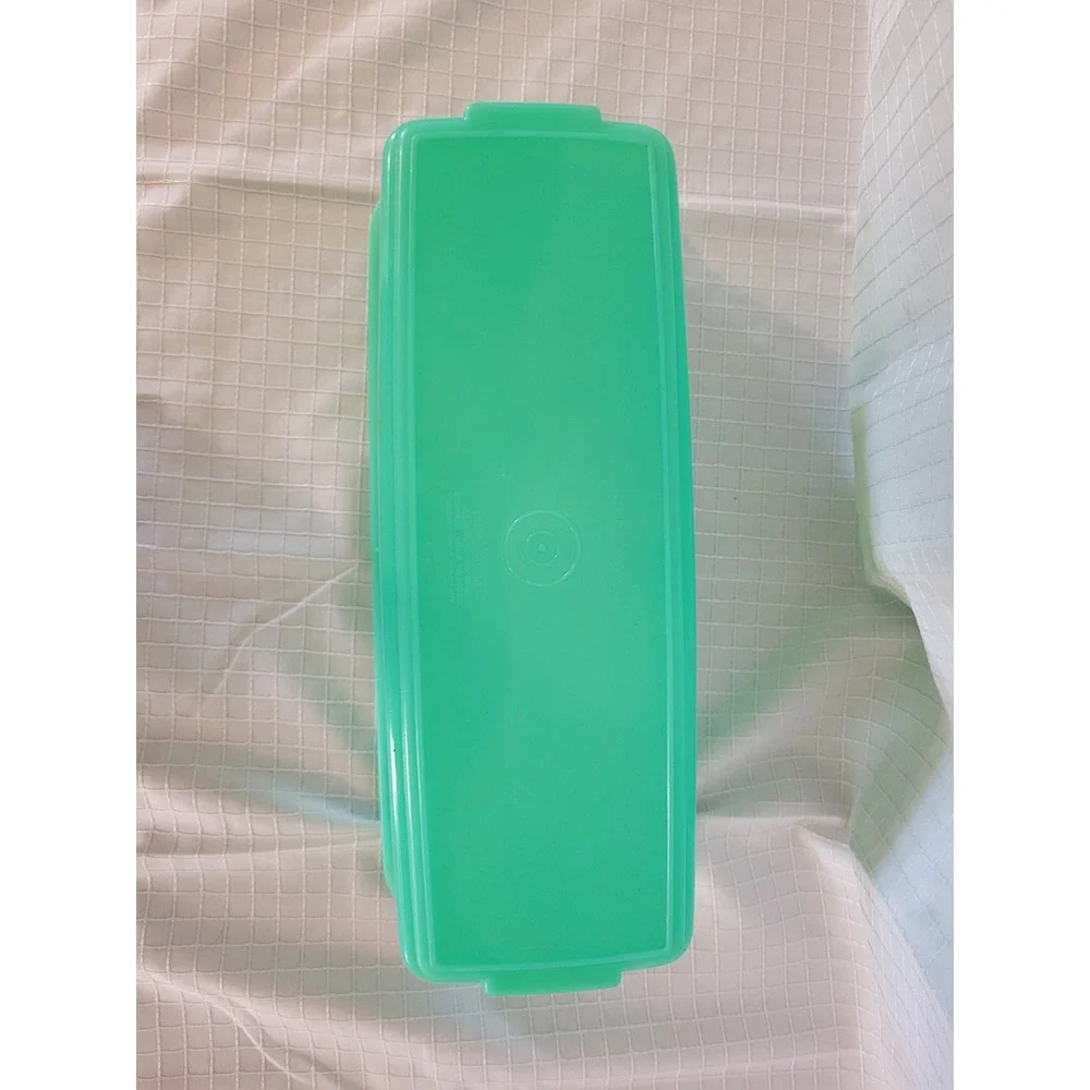 Vintage Tupperware Seafoam Green Rectangular Storage Bin Container Made in USA